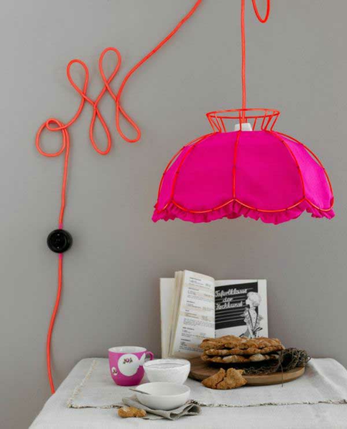 dekorace nápady tvůrčí kabel na zeď skrýt vypadat růžové