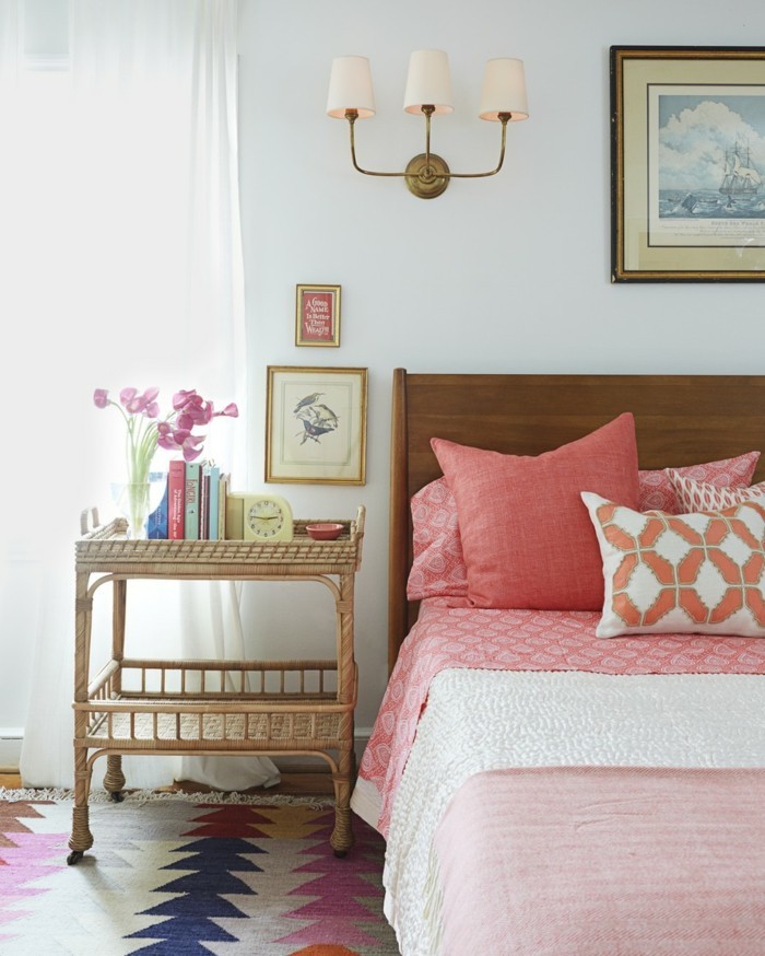 装饰理念卧室橙色口音彩色地毯优雅