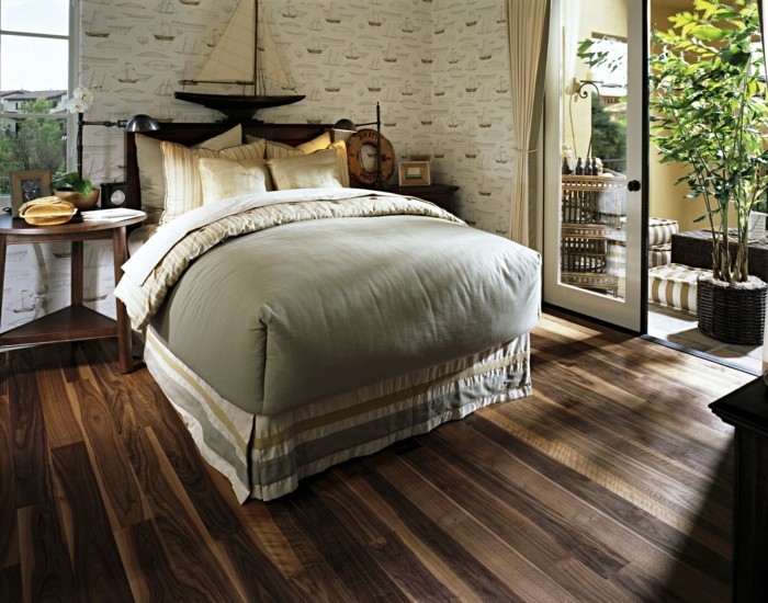 装饰想法卧室壁纸配件地板木材光学