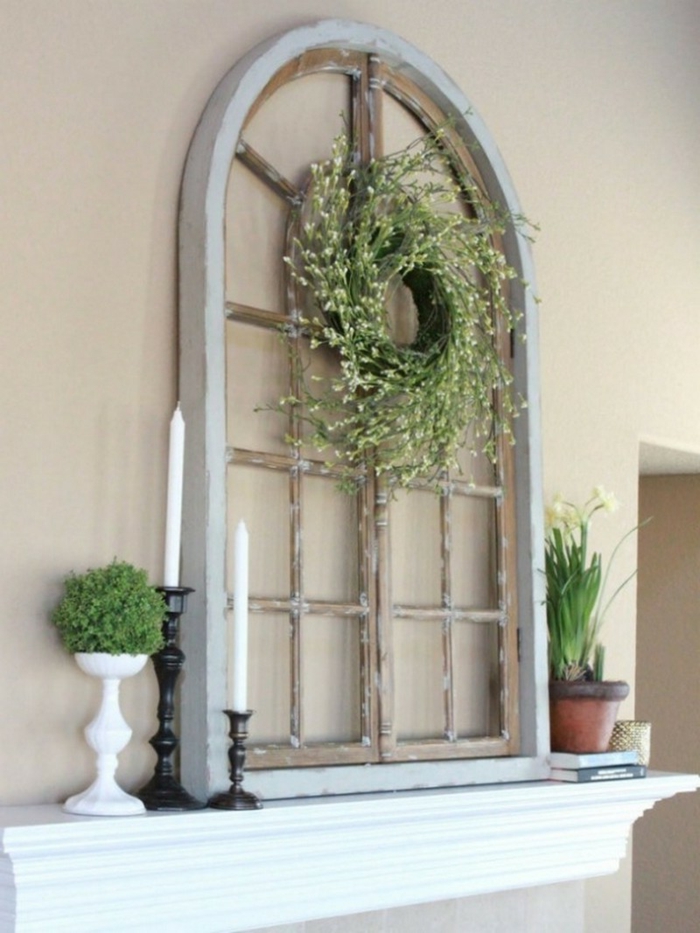 decorating yourself make old window frame fireplace