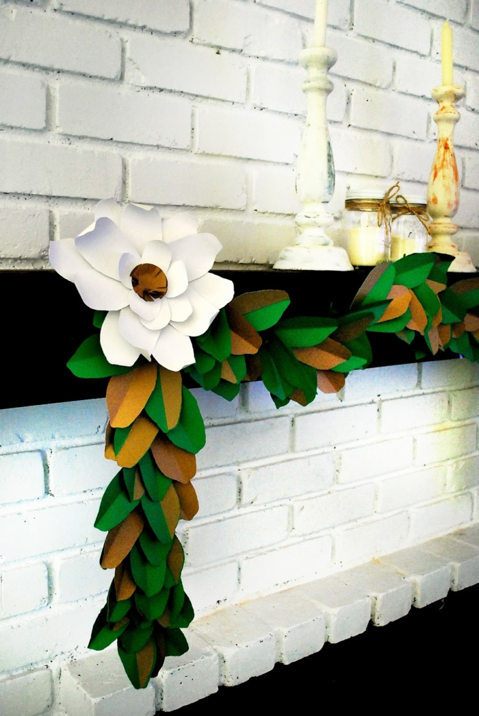 Des idées de décoration faites vous-même des guirlandes de feuilles de magnolia
