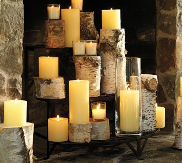 dekokamin pilar de madera de abedul velas luces de viento de vidrio