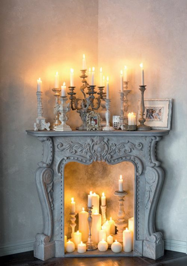 chimenea de chimenea decorativa candelabro velas de pilar