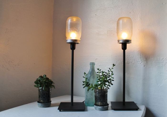 décoration éclairage diy lampes de table pots de maçon