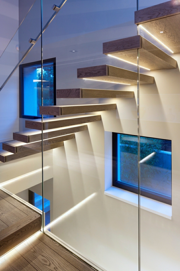 деко осветление осветление вградени LED осветление стълбищни стъпала стълбищни парапети