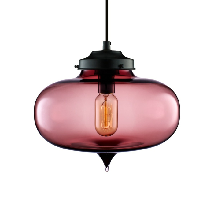 décoration éclairage suspension lampe coloré verre soufflé niche moderne