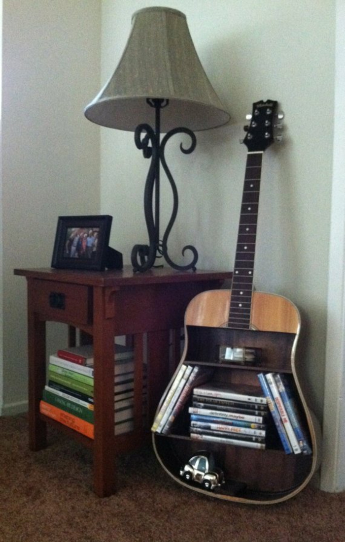 Upcycling ideas deco ideas deco ideas living room ideas DIY ideas creative guitar bookshelf