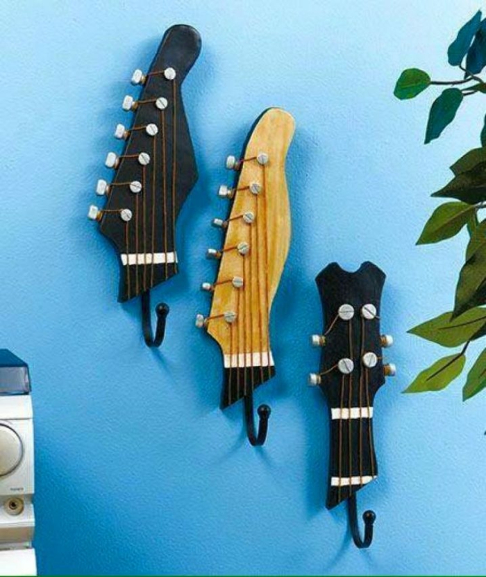 Upcycling ideeën deco ideeën deco ideeën woonkamer ideeën DIY ideeën creatieve gitaar handvat garderobe