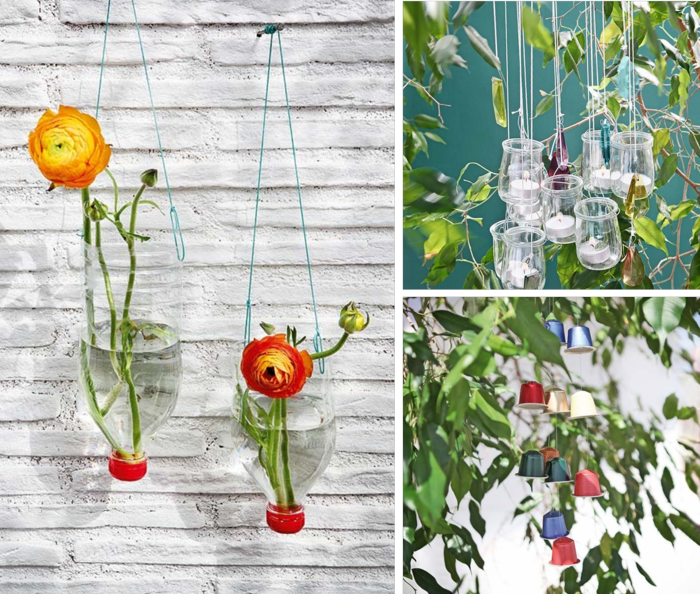 deco-ideeën diy oude voorwerpen plastic flessenplanters maken zelf bloempotten
