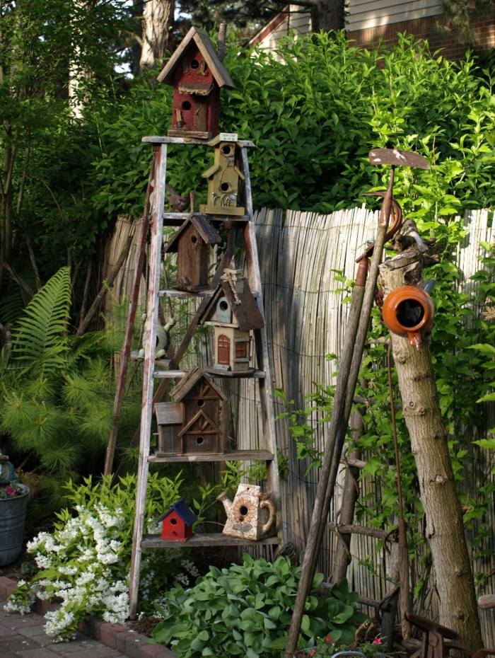 装饰的想法春天花园装饰楼梯喂鸟器