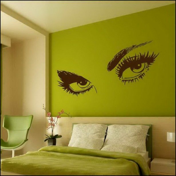 деко идеи стена дизайн зелен акцент легло