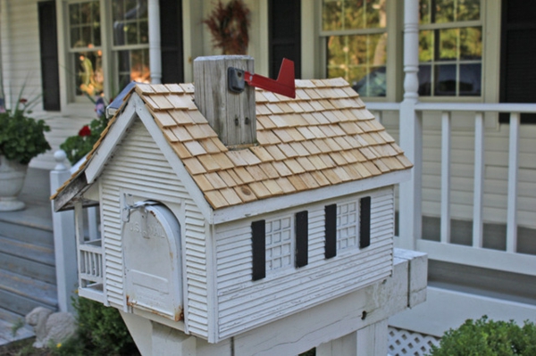 design brevboks træ birdhouse landsted træ veranda