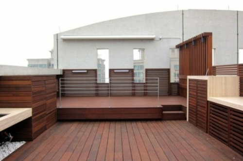 Roof terrace facility cool wood deck