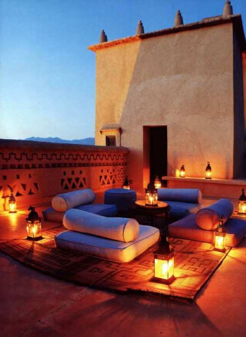 designer roof terrace furnishing cool seat cushion asian style light