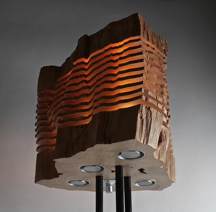 lampes design bois de chauffage lampadaire bois naturel