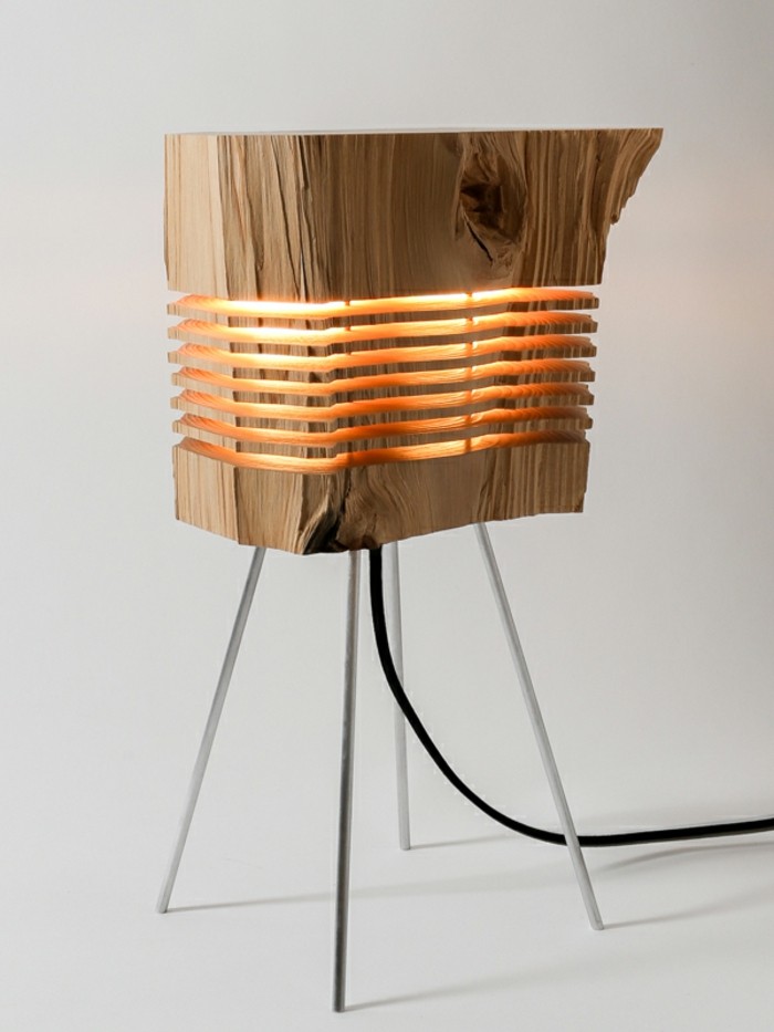 מנורות מעוצבות עצי הסקה אור מנורת רצפה עץ טבעי