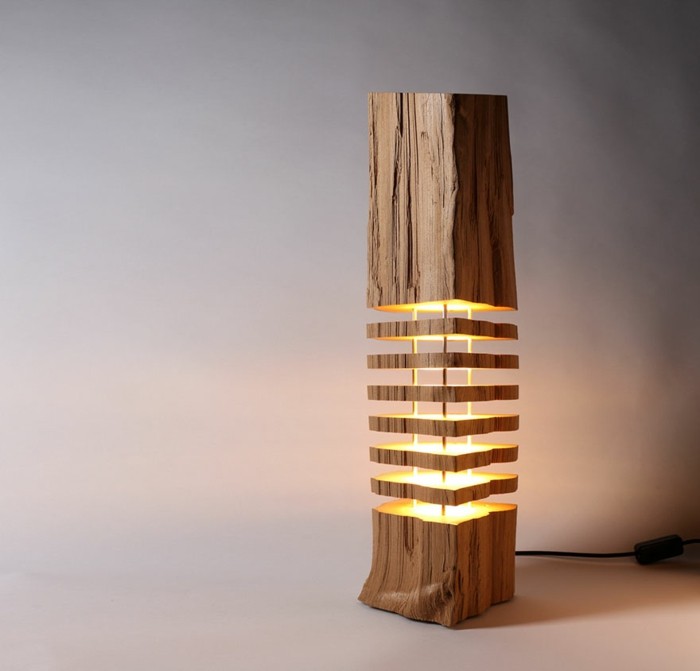 designer lamps firewood shine natural materials
