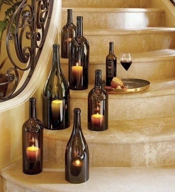 σχεδιαστές φώτα diy από κεριά μπουκάλι κρασιού