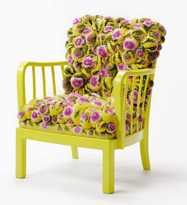 дизайнерски фотьойл жълт цвят мотив pompom MYK pompon chair2.2