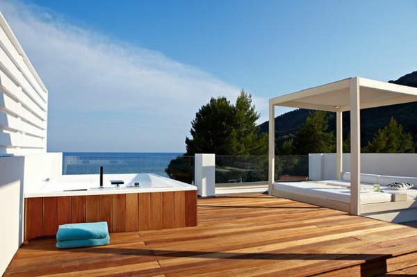 ontwerper terras foto's architecten huis dekper pergola jacuzzi whirlpool