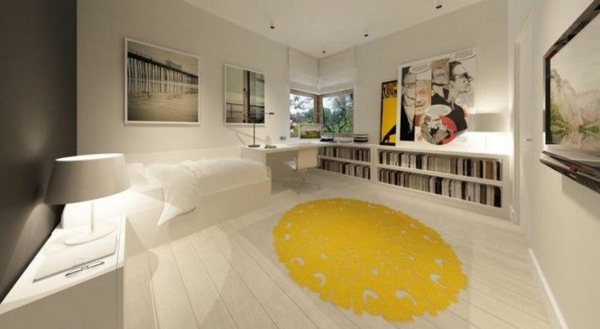 design ideer værelse design seng gul gulvtæppe