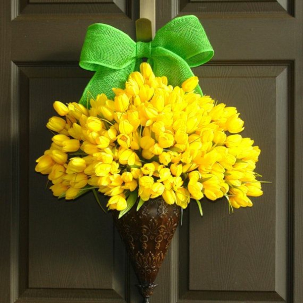déco idées printemps décoration bricoler avec l'arc vert jaune de tuplen des enfants