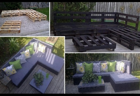 DIY sodo baldų padėklų sofa