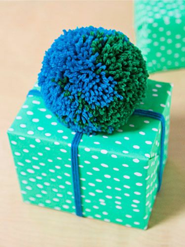 DIY подарък опаковка зелена опаковъчна хартия помпа