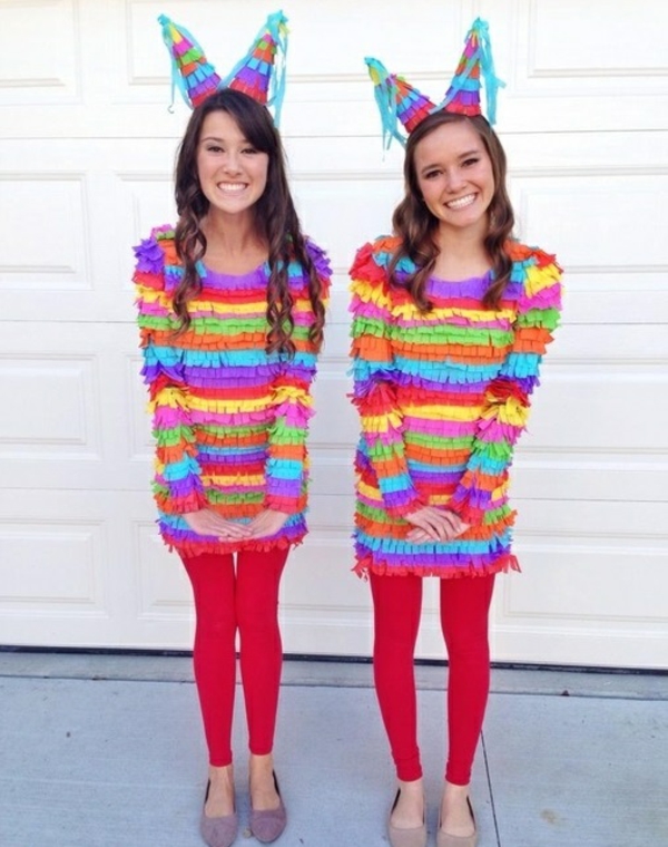 DIY klær ideer karneval kostymer fargerike pinatas