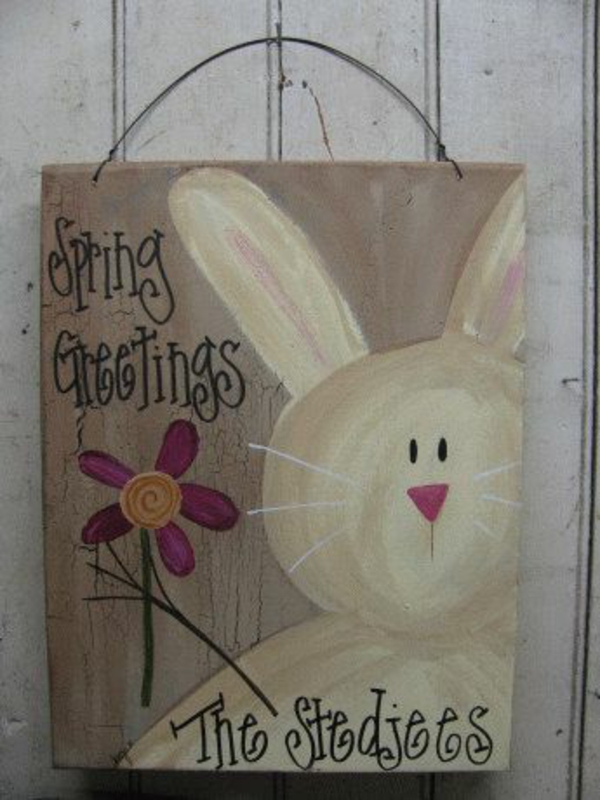 Diy canvas konijntje bloemen
