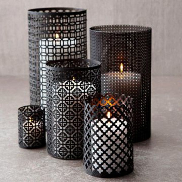 black shine lanterns table lamps cans candles