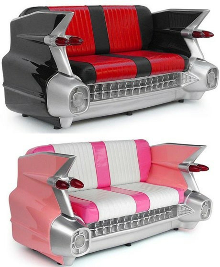 DIY meubels auto-onderdelen bank roze zwart