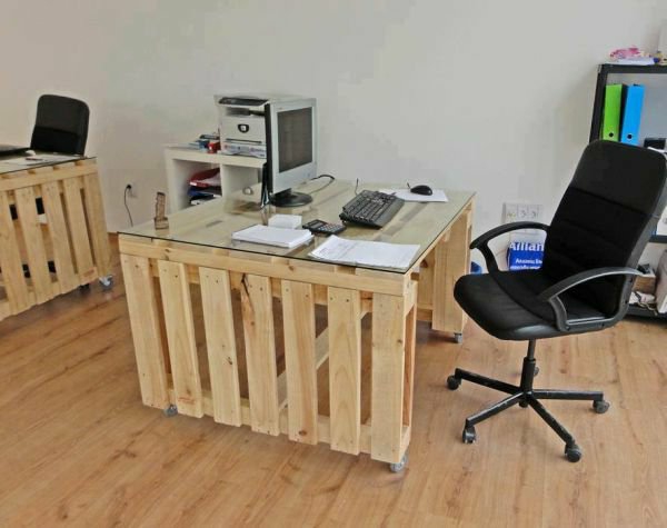 diy家具europallets家庭办公室设计书桌托盘