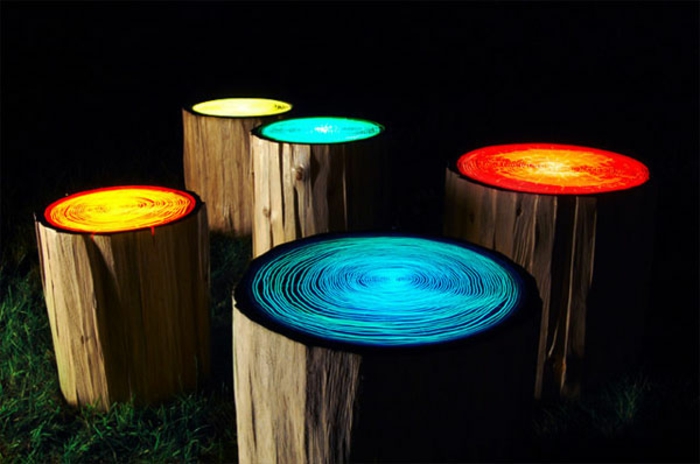 diy meubles en bois bloc tabouret lumineux