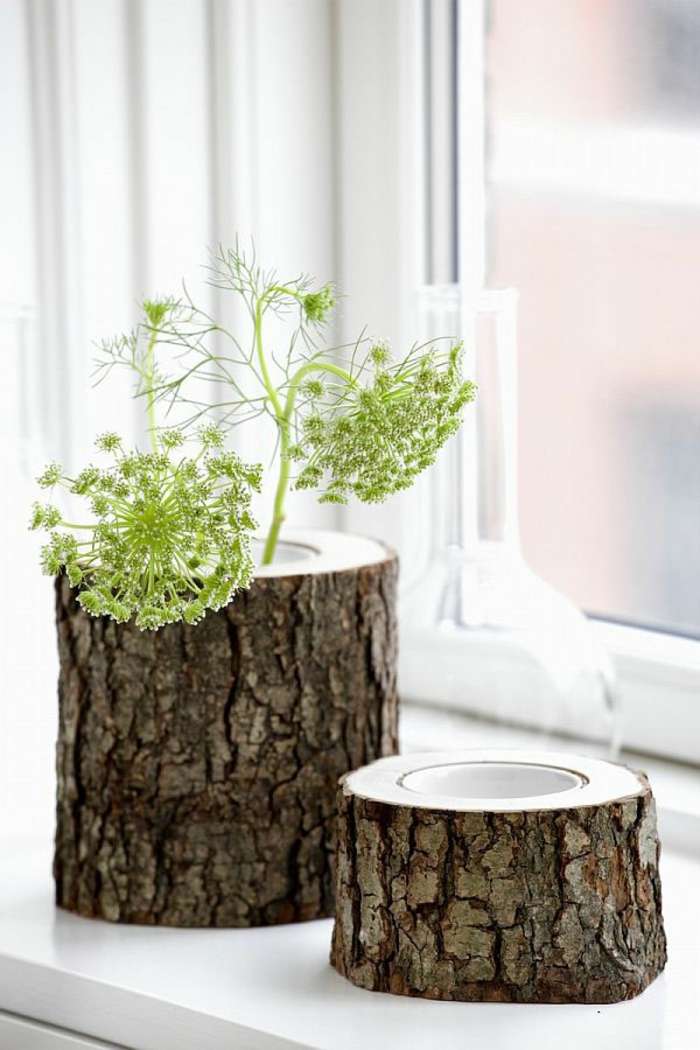 DIY meubels houten log natuurlijke houten vaas windlicht