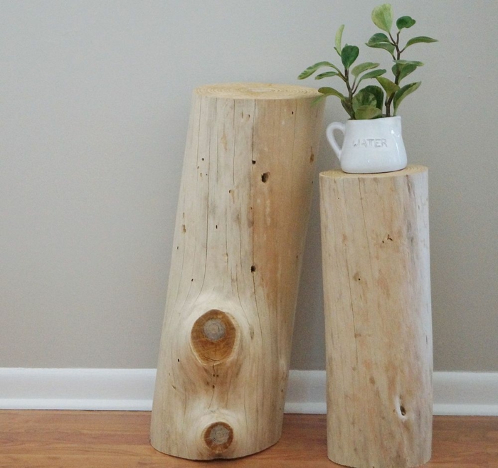 muebles bricolaje woodchip soporte de flores de madera natural