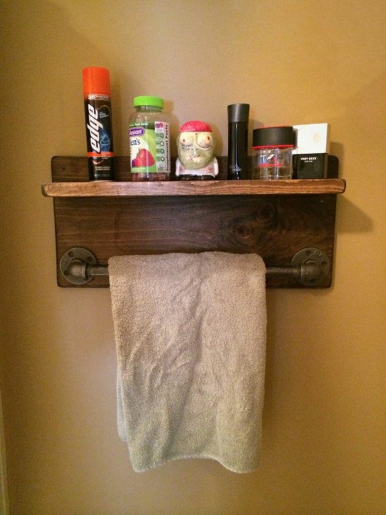 DIY έπιπλα ρουστίκ έπιπλα μπάνιου ξύλο πετσέτα