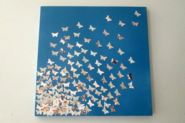 diy moderní plátno umění modré motýly
