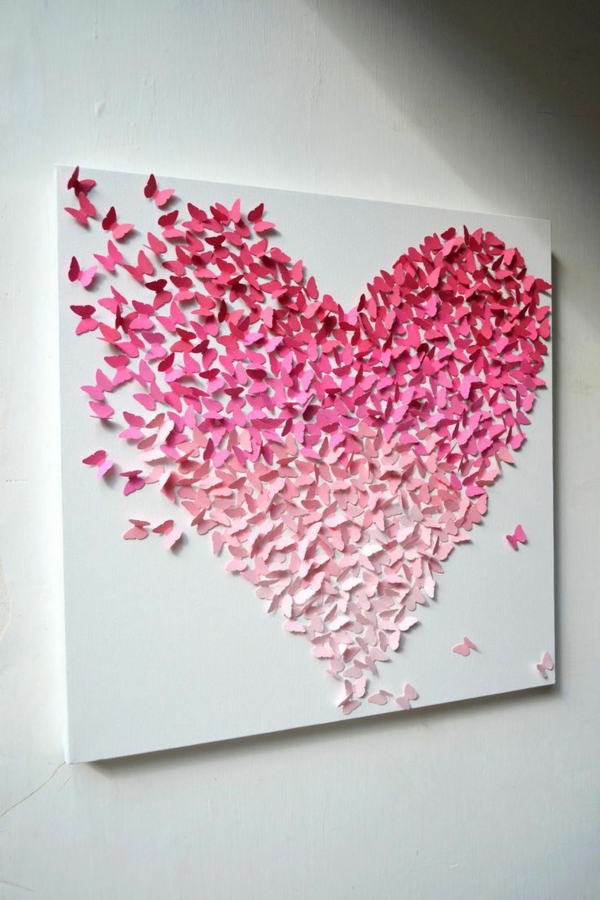 diy modern canvaskunst roze hart