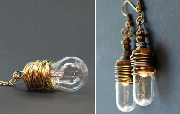 DIY projekter gamle lyspærer håndværk ideer smykker øreringe