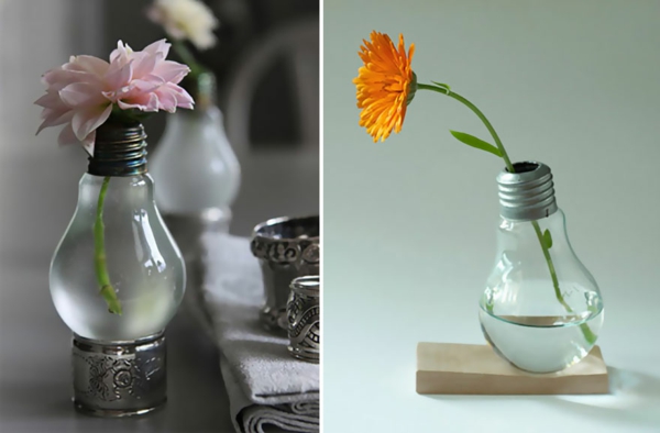 diy projekter gamle lyspærer blomster vase håndværk ideer