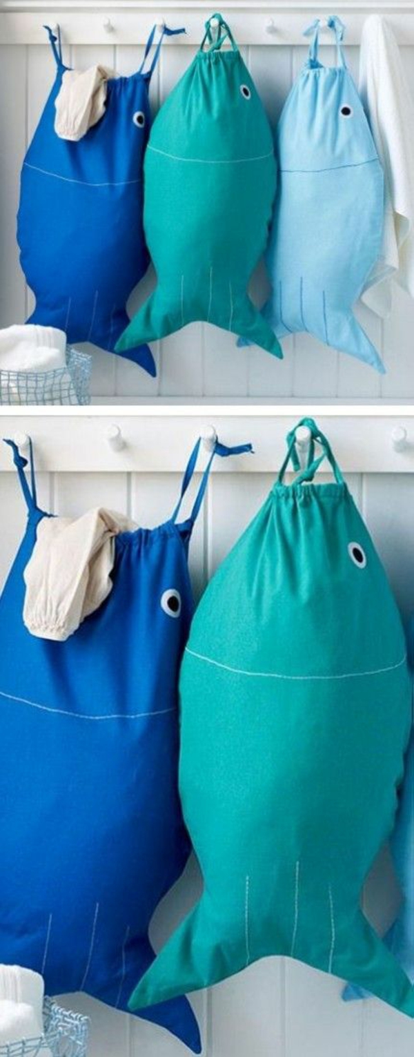 Τσάντα πλυντηρίου από το ίδιο το ύφασμα ράβει ψάρι ψαριών που έχει συσταθεί