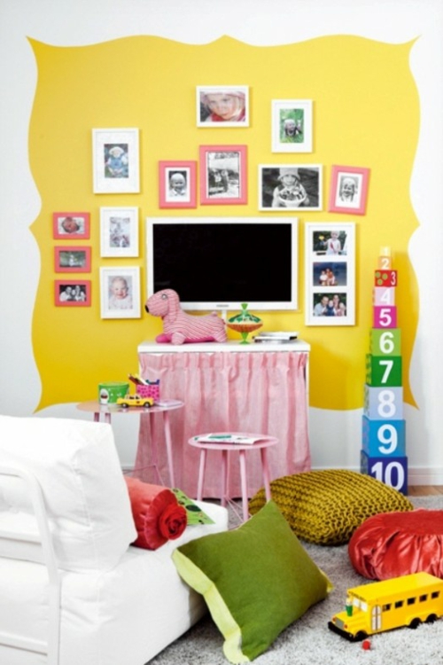 דומיננטי צהוב עליז צבע חדר משחקים בית שטוח