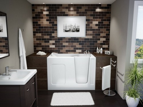 tumma kylpyhuone design ideoita ruskea aksentti
