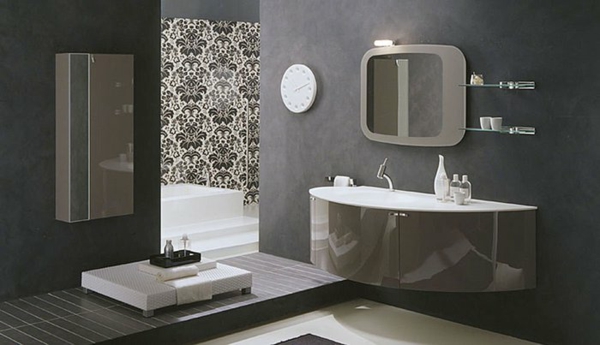 tummat pisteet peili kylpyhuone harmaa värit