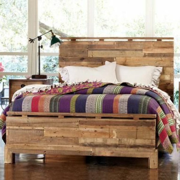 الخشب الحقيقي والأثاث القديم سرير مزدوج الخشب