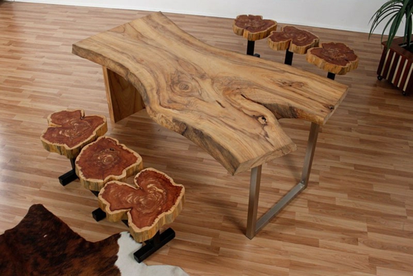 ריהוט עץ אמיתי ספסלים שולחן האוכל