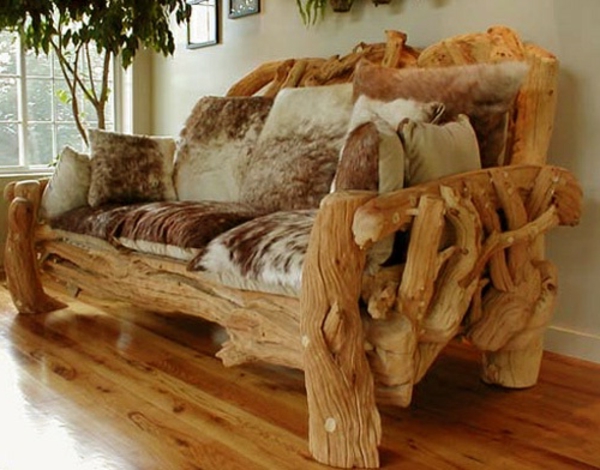 ריהוט עץ אמיתי הספה עץ טבעי