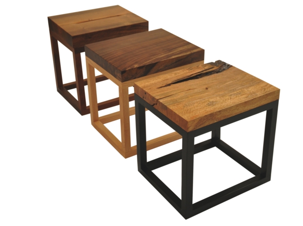 meubles en bois véritable tabourets carrés