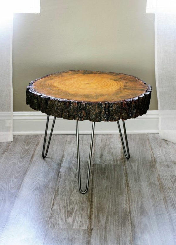 table d'appoint ronde en bois naturel